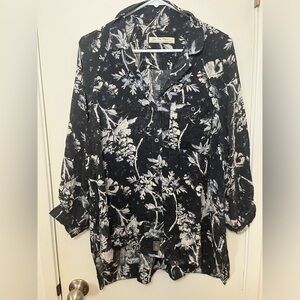 We the Free oversized button down island shirt high low hem